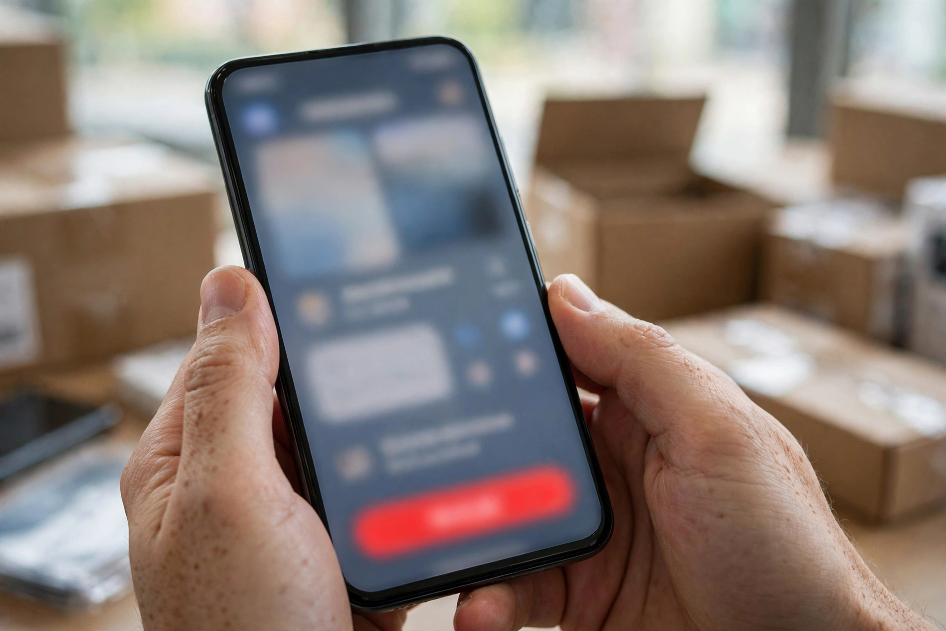 Hands holding a smartphone showing an Amazon Prime cancellation screen concept