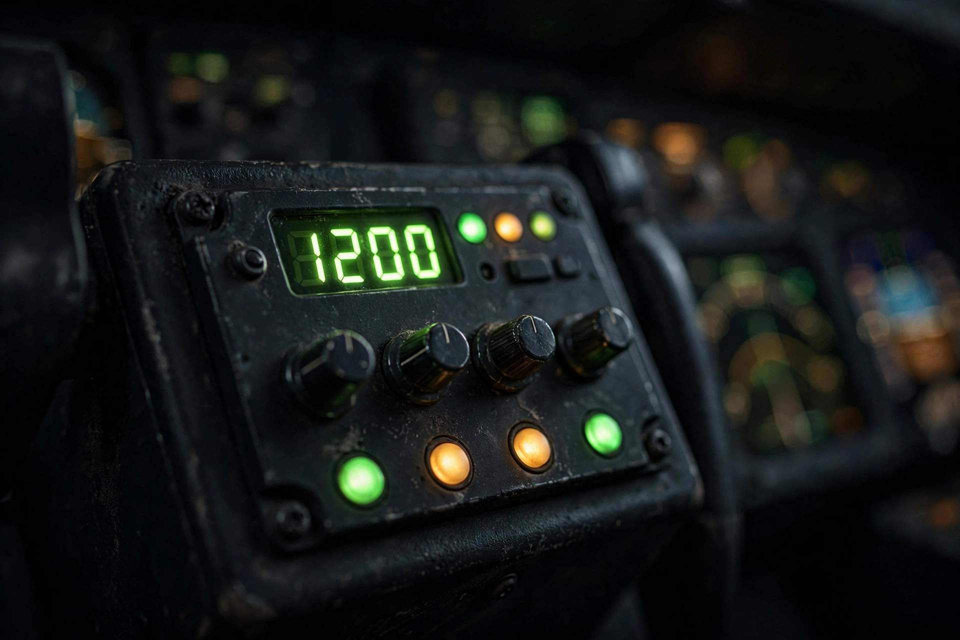 Close-up of an aircraft cockpit transponder panel showing code dials, related to the Squawk 7500 mystery on Air India flight AI2030