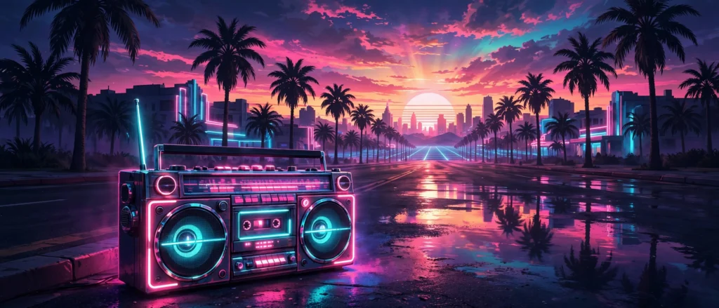 GTA 6 radio stations neon artwork