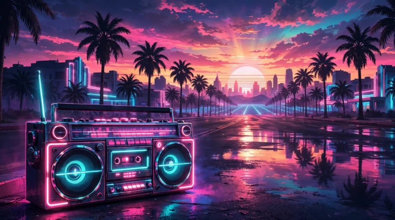GTA 6 radio stations neon artwork