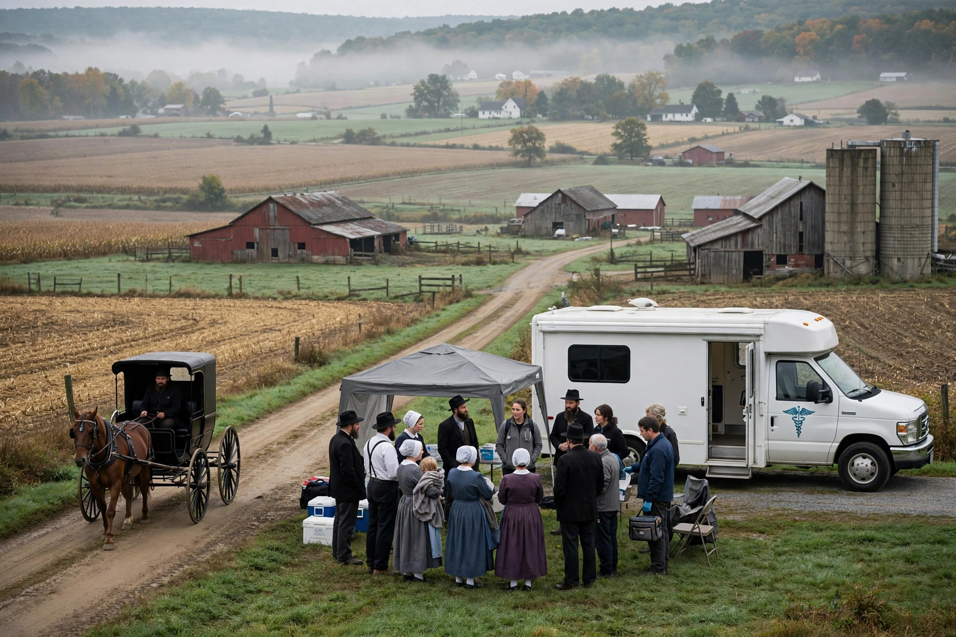 Amish farmland in Lancaster County, Pennsylvania, the epicenter of the state's measles outbreak
