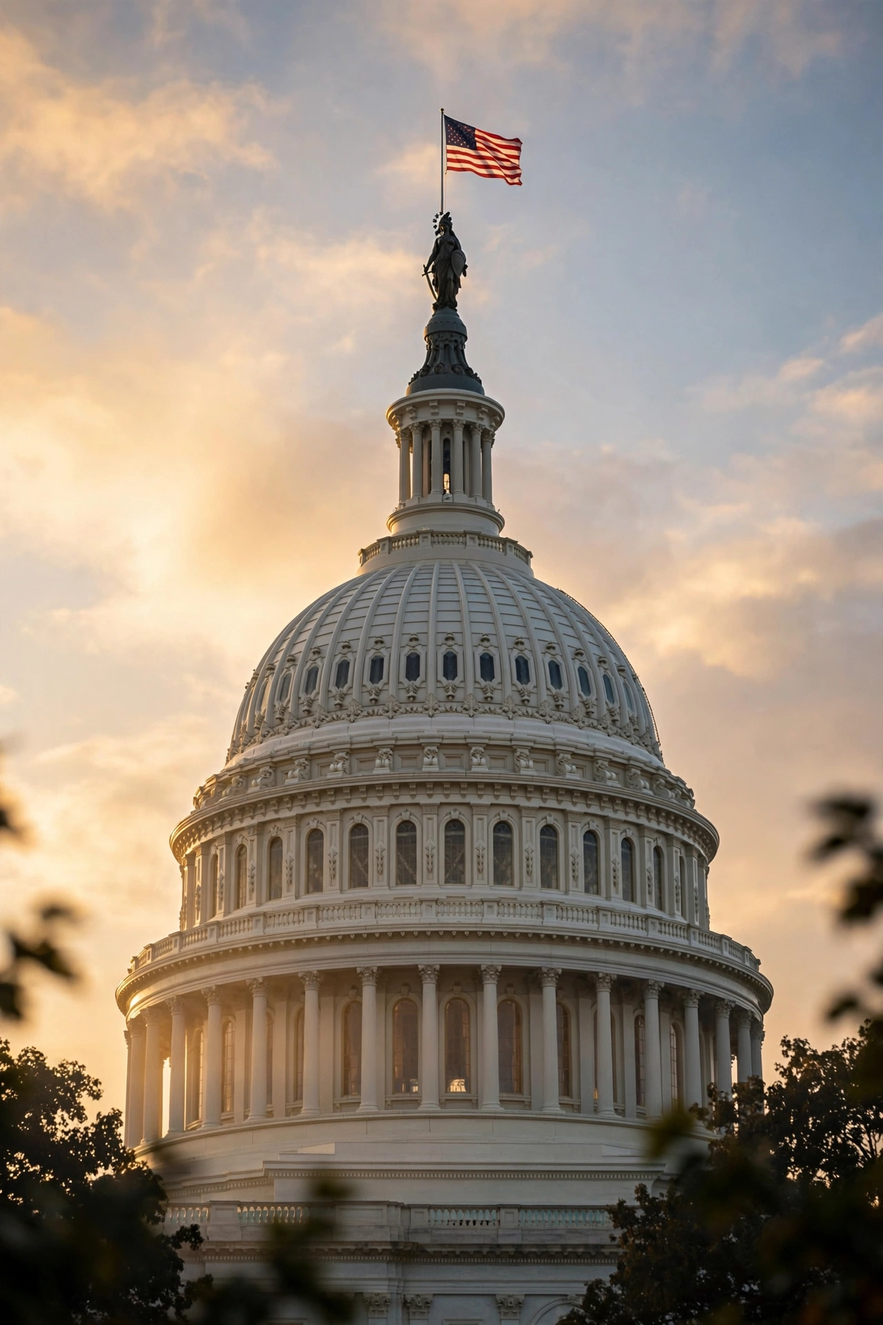 The United States Capitol dome at dawn, symbolizing the bipartisan Russia sanctions law Congress passed